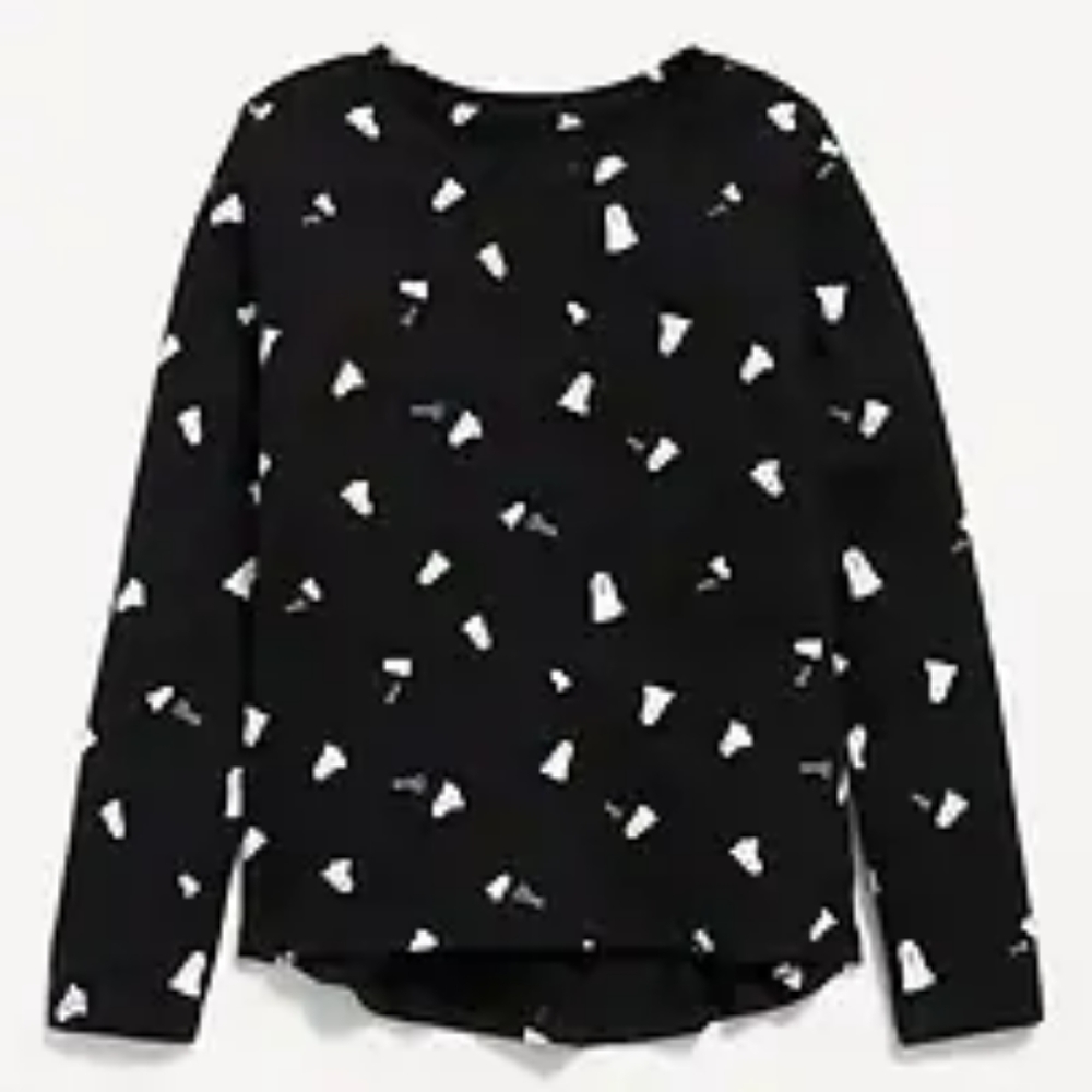 NWT old navy girls size medium 8 black and white ghost long sleeve shirt